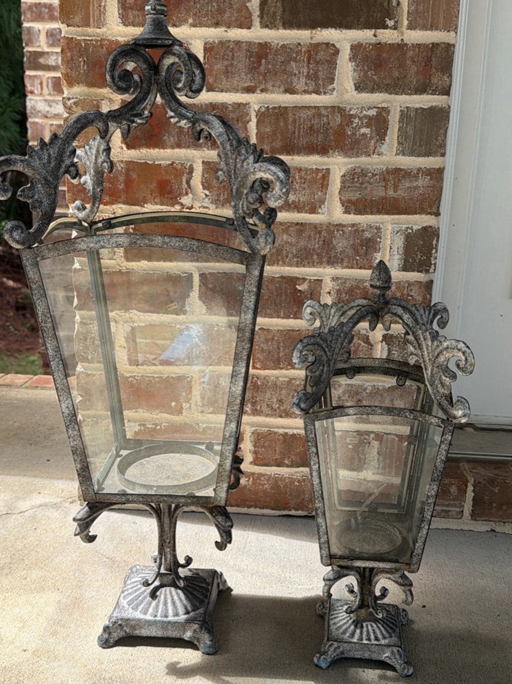 POTTERY BARN HIRRICANE CANDLE HOLDERS SET OF TWO